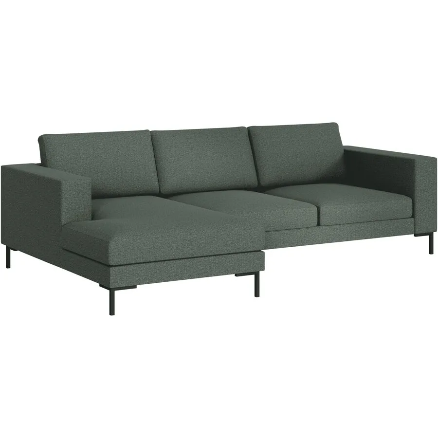 Ecksofa Domino Links Stoff dunkelgrün B 250 T 151 cm - Möbel Konfigurator: Traummöbel individuell zusammenstellen