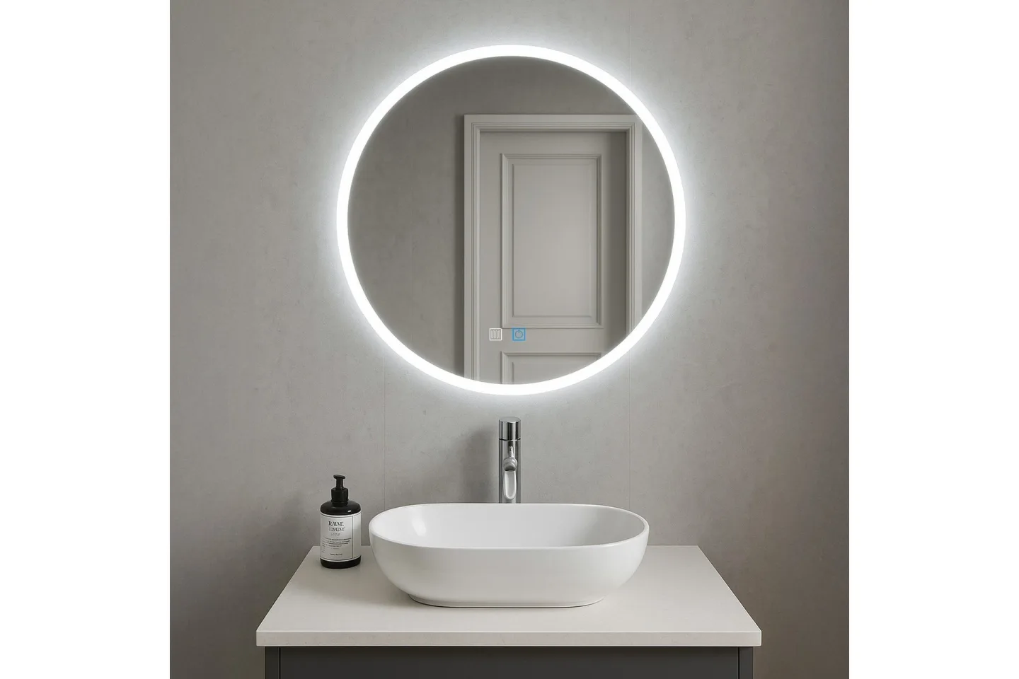 Clas Rund Badrumsspegel med LED-belysning 120 cm - Anti-Fog och Touch-Styrning
