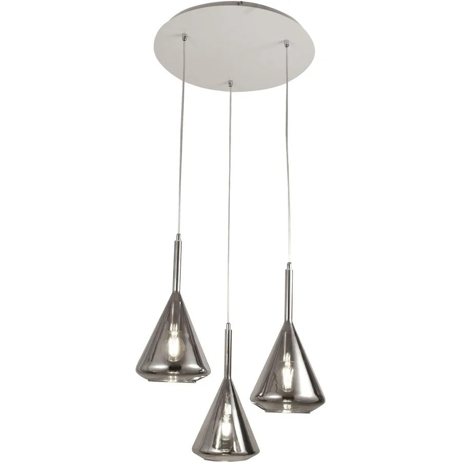 Pendellampe Tulisa Grau Glas/Metall 52 cm 200 cm - Material: Metall/Glas
