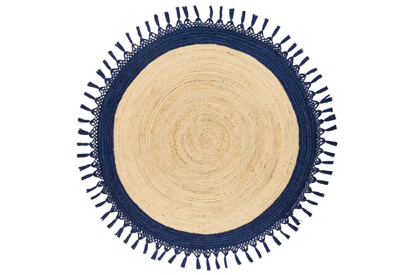 Plattvävd Marts - Beige, blå, 140x140 cm