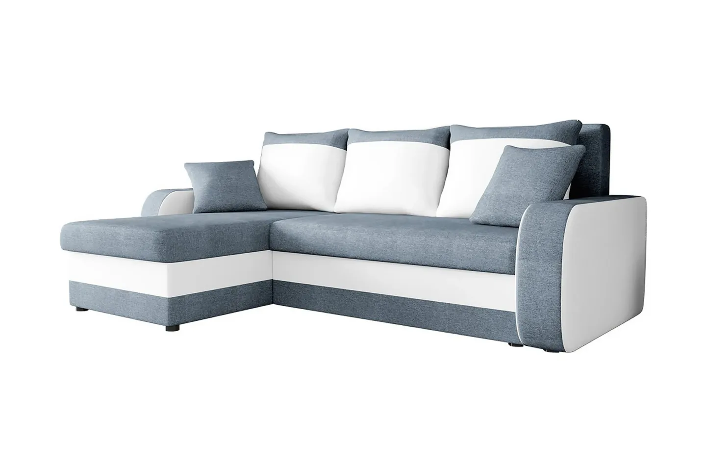 Alvared 3-sits Hörnbäddsoffa Universal - Blå/Vit