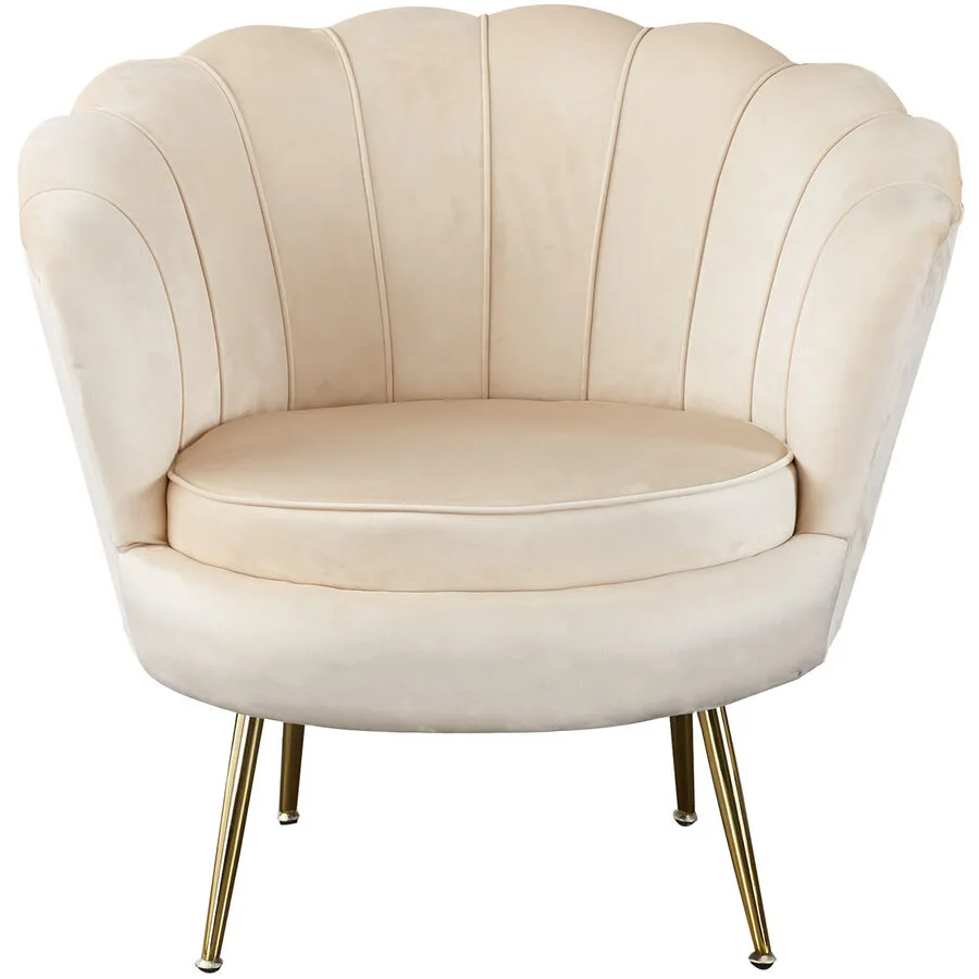 Sessel Pedro Beige, Gold Samt, Metall B 76 T 76 H 78 cm