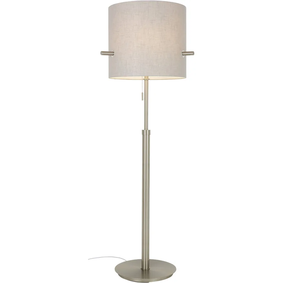 Stehlampe Roana Grau Metall/Stoff 50 cm 180 cm Höhenverstellbar (manuell) - Farbe: Nickel - Material: Metall/ Stoff