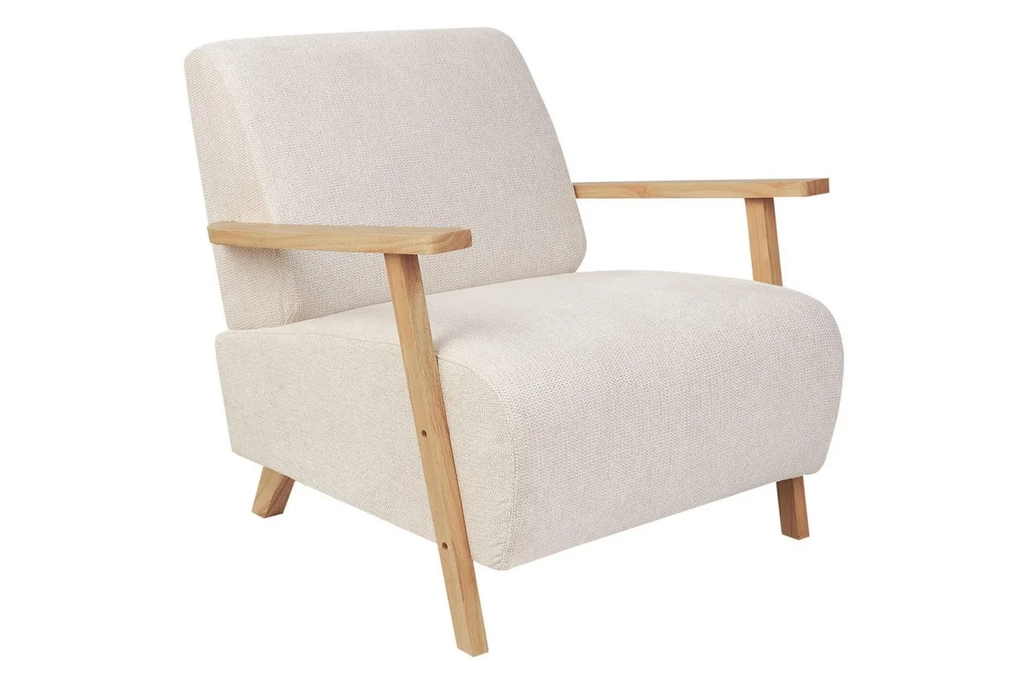 Fåtölj Lesja - Ljusbeige, ljust trä/Polyester
