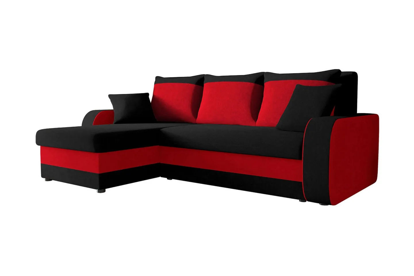 Alvared 3-sits Hörnbäddsoffa Universal - Grå/Röd