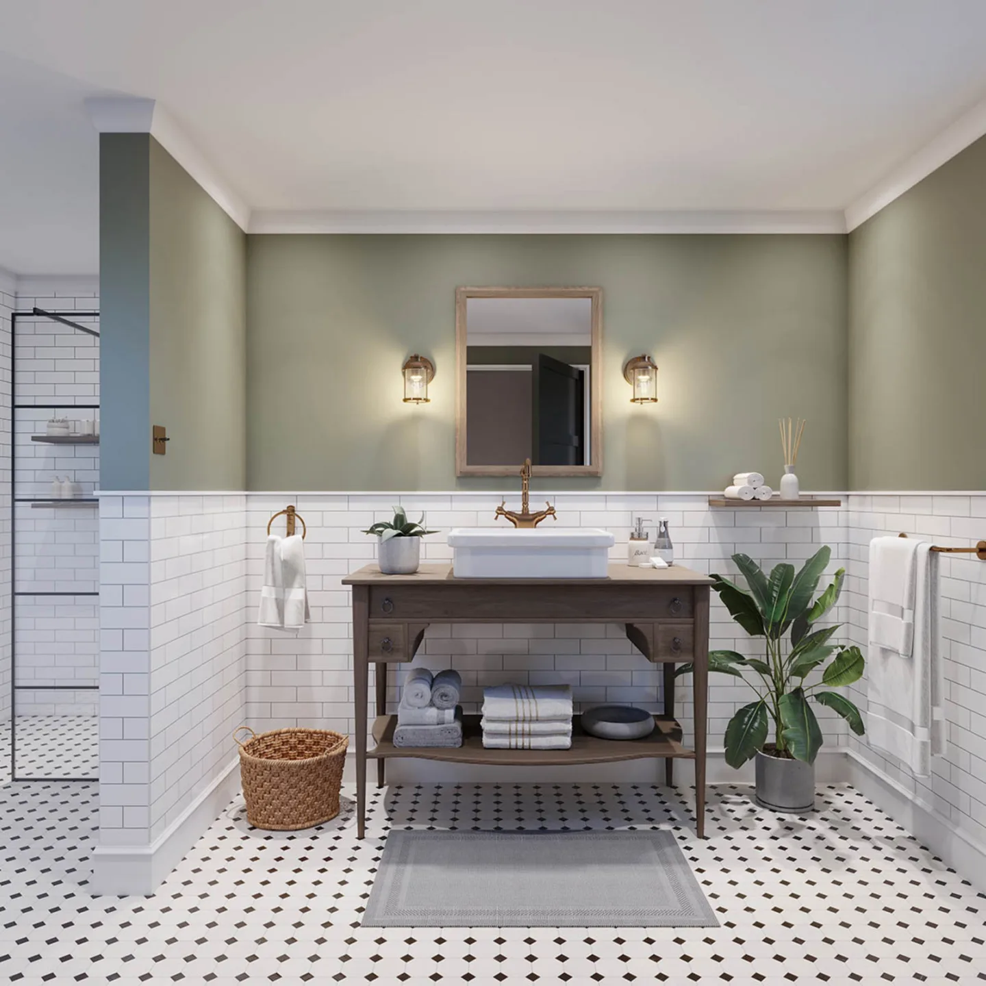 Ashland Bay Bad-Wandleuchte, 1-flg., messing, IP44 - Elstead Quintiesse - Badezimmer - Industrielles Design - Metall - Einflammig