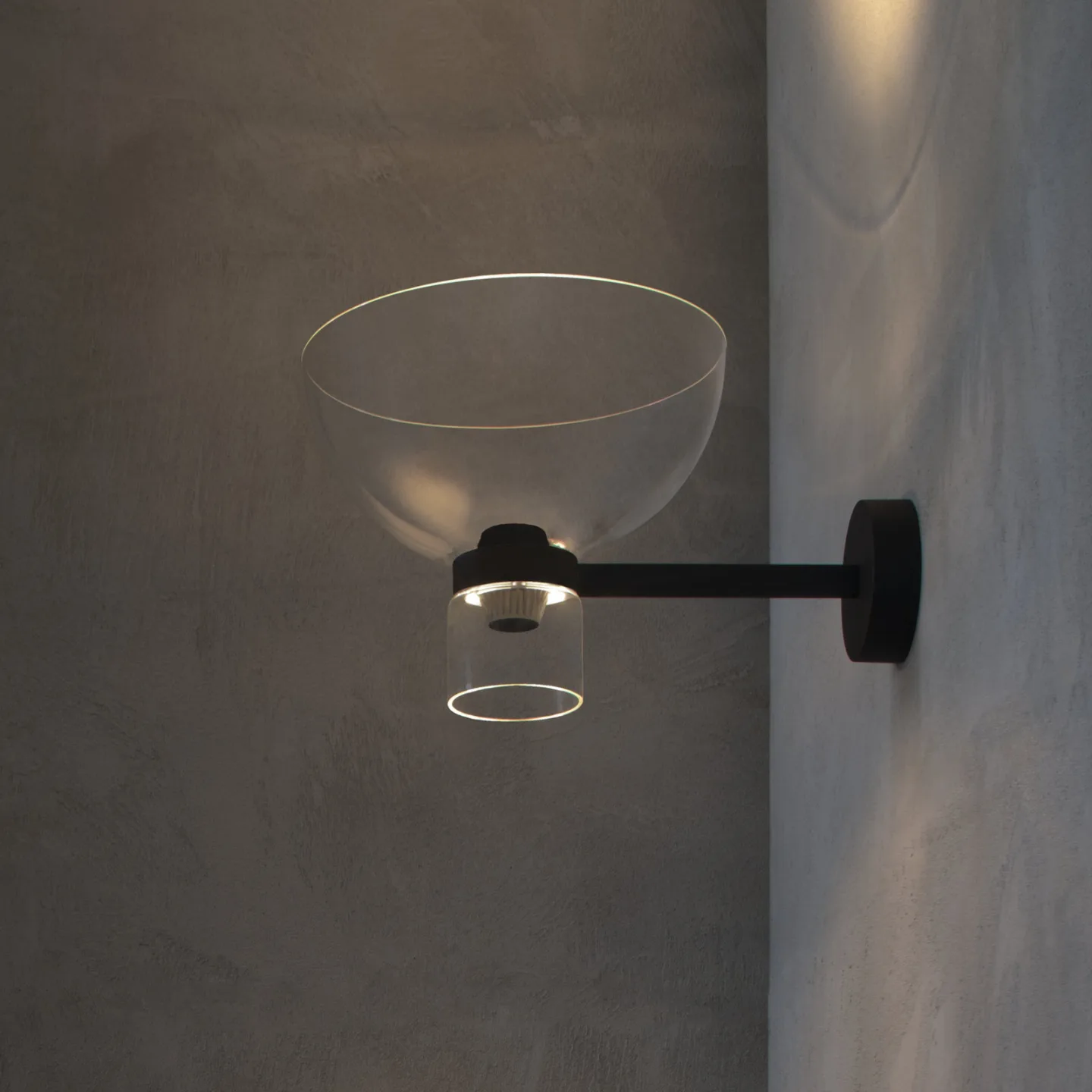 Nocturne Bowl LED-Wandleuchte, schwarz, Glas, dimmbar - Flos - Flurbereich - Design - Aluminium - Mit Schirm