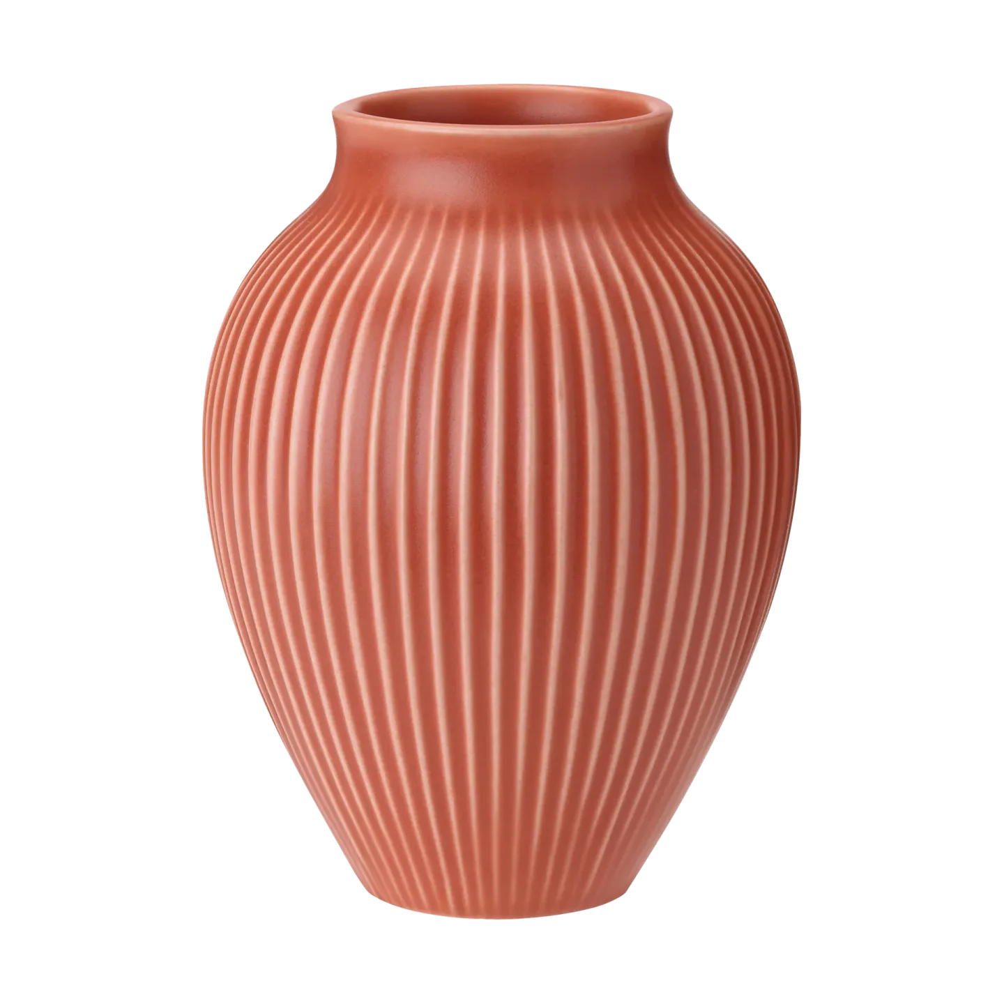 Knabstrup Keramik Knabstrup Vase geriffelt 12,5cm Coral