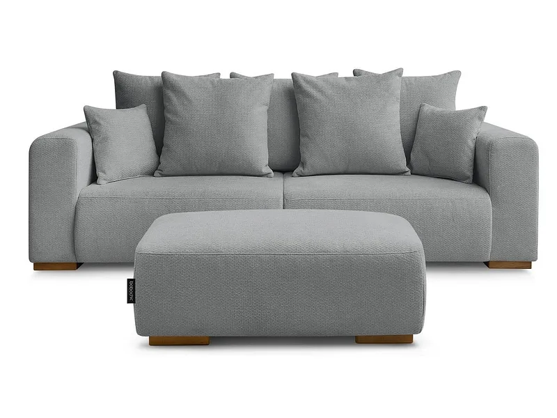 3er Sofa mit Hocker BOBOCHIC SIDONIE Stoff chiniert dunkelgrau