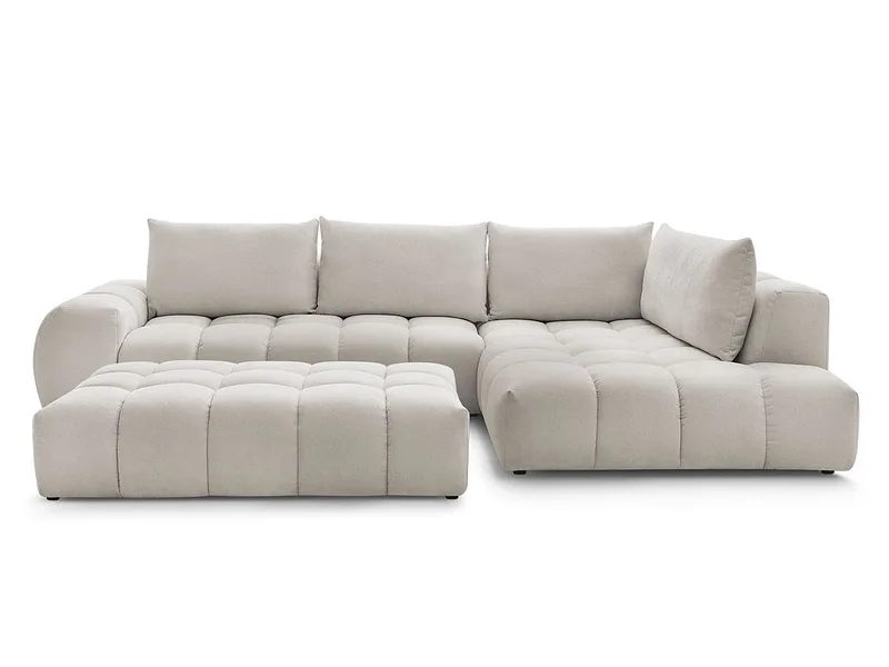Ecksofa mit Hocker BOBOCHIC EVEREST Stoff mit Textur beige