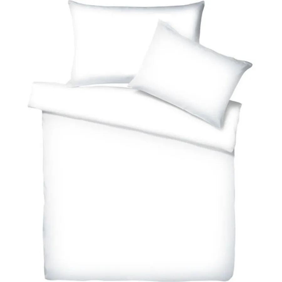 Living Home Bettwäschegarnitur Uni Weiss Baumwolle 160 cm 210 cm