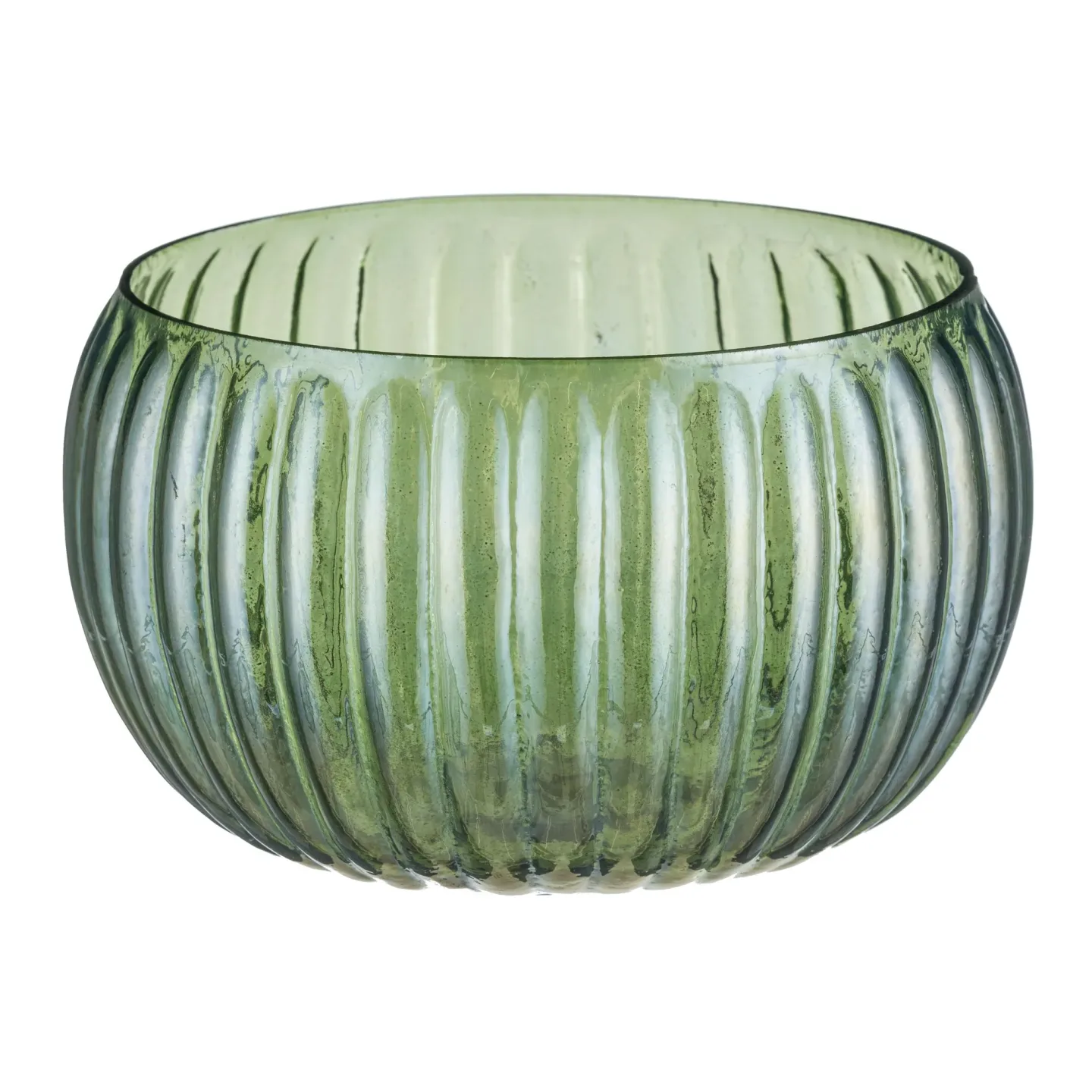 Gasper Schale Glas Geriffelt, Moos H: 12 cm | Schubiger Möbel
