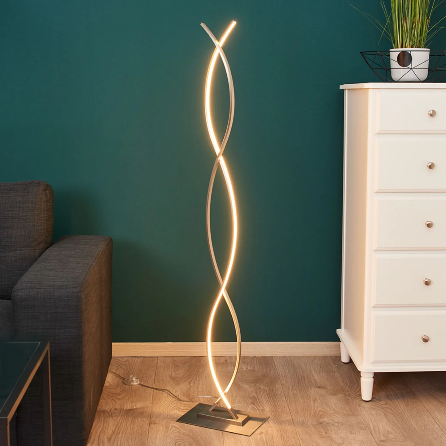 Bobi Stehleuchte Nature - Lindby - Wohnzimmer - Modern - Aluminium - Mehrflammig