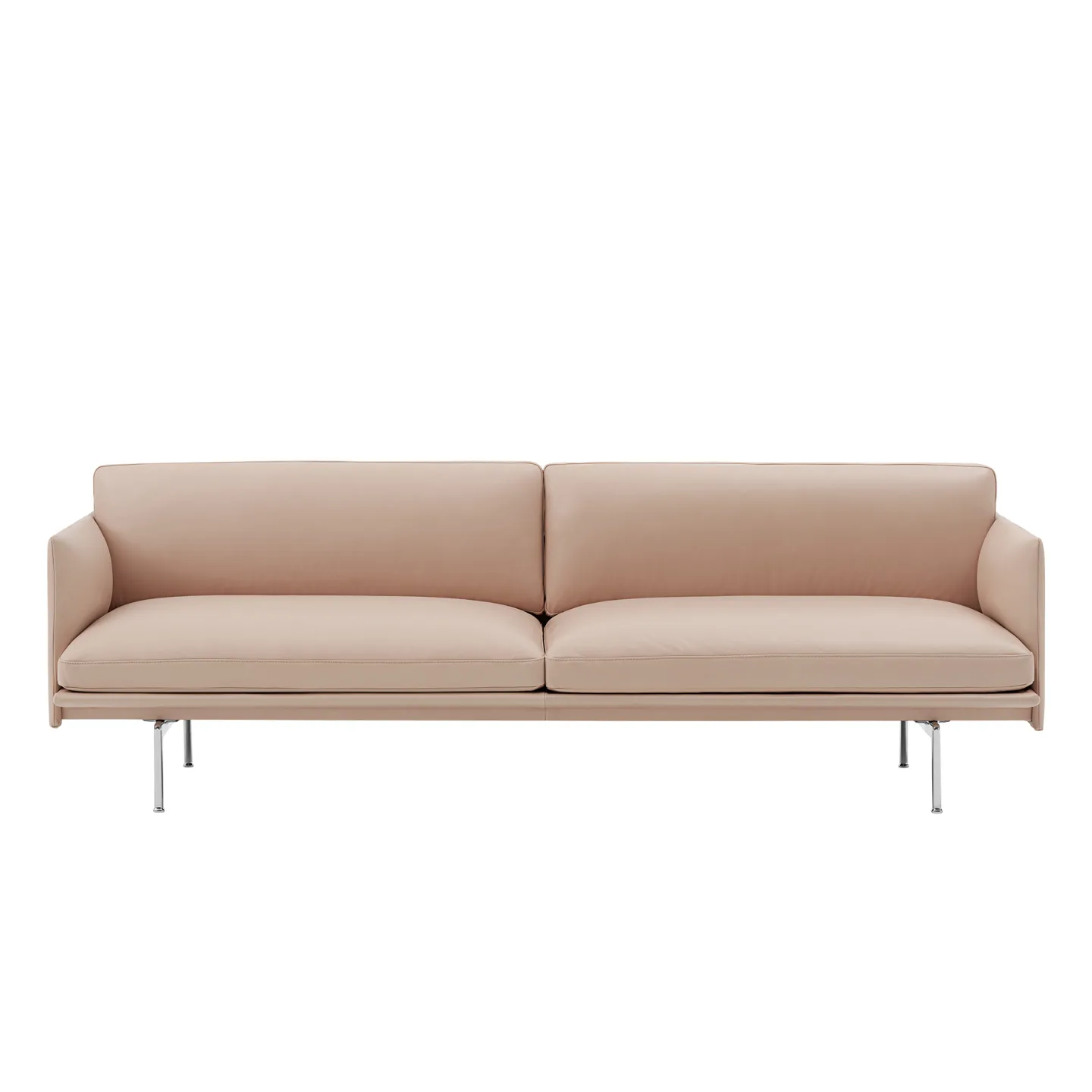 Muuto - Outline 3-Seater / Polished Aluminium Base Refine Leather Black - Soffor - Anderssen & Voll - Svart