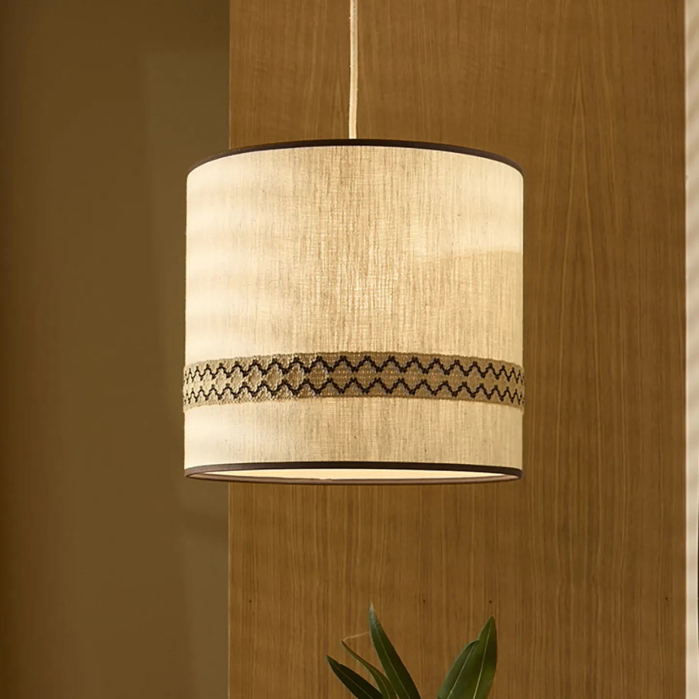 Jimmy hengelampe, Ø 35 cm, mønsterkant - MARKET SET - Spisestue - Design - Stoff / Tekstil - Med en lyskilde
