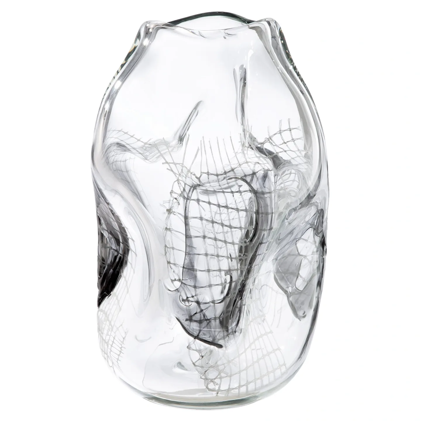 Gilde Vase Grid, Glas, Gesteift, Klar, Schwarz H: 32 cm | Schubiger Möbel