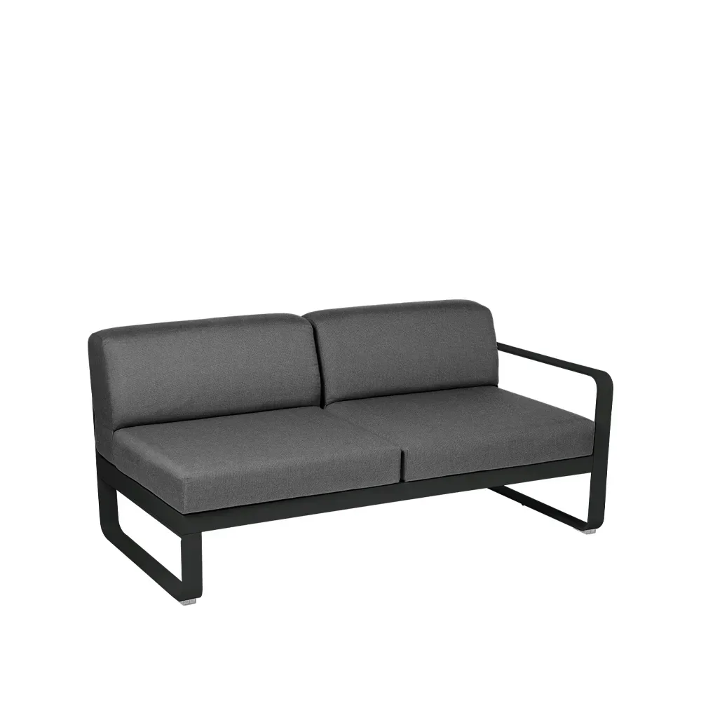 Fermob Bellevie Right modulsoffa 2-sits Liquorice (svart), graphite grey dyna
