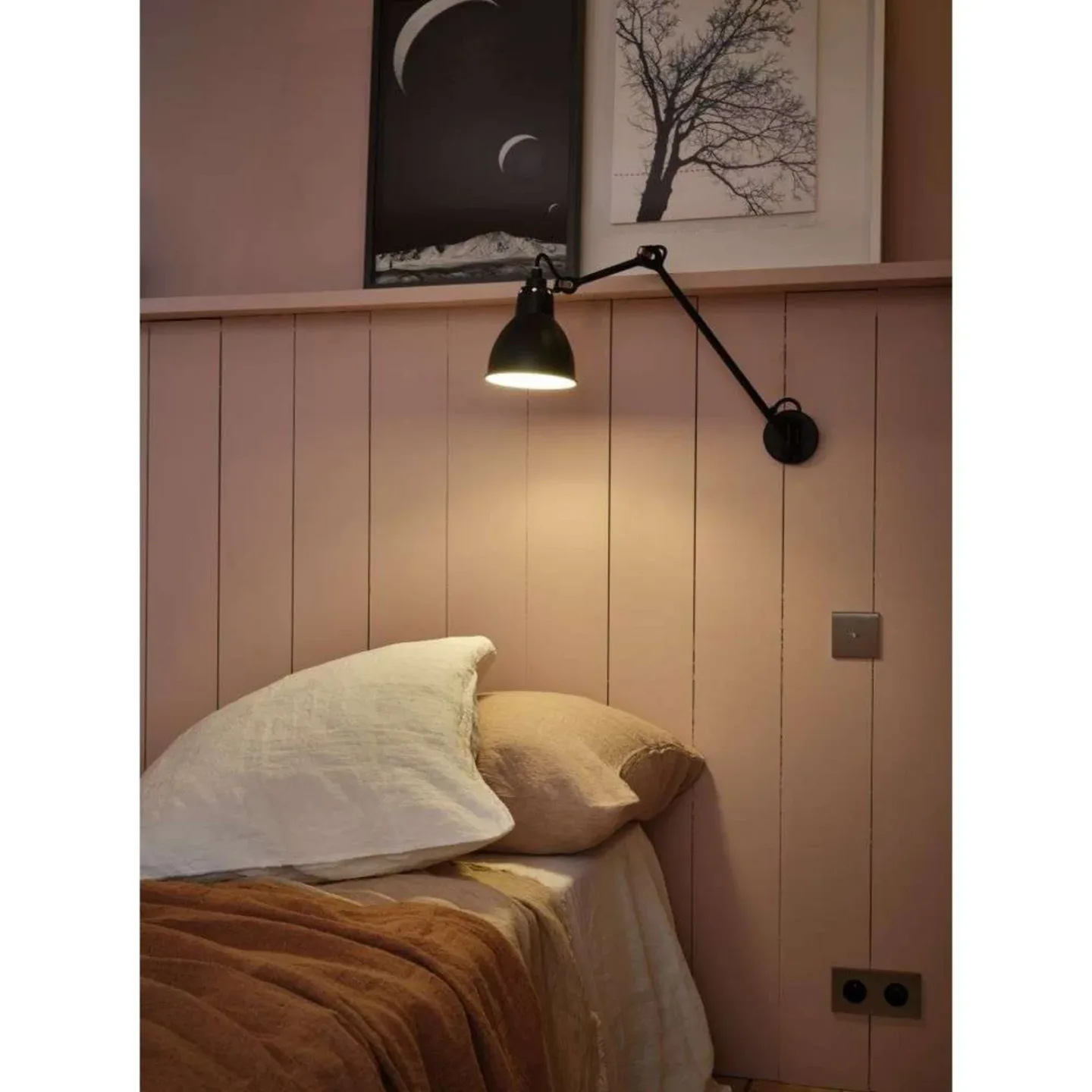 104 Væglampe Sort/Sort/Kobber - Lampe Gras - Stue - Metal