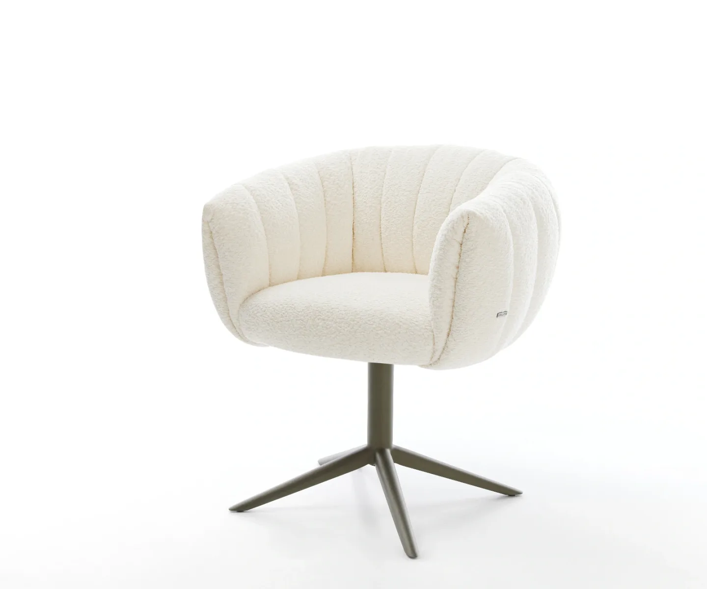 Drehstuhl Jada-Flex Bouclé Weiß Fußkreuz Effektfinish Titan 360° drehbar Wippfunktion Taschenfederkern