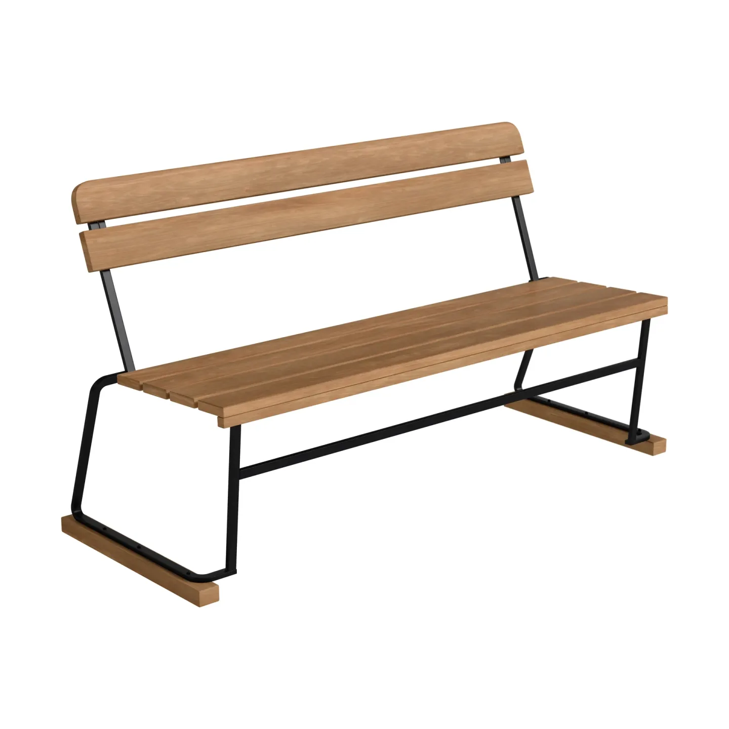 Grythyttan Stålmöbler Sofa 3 Teak-schwarzes Stahlgestell