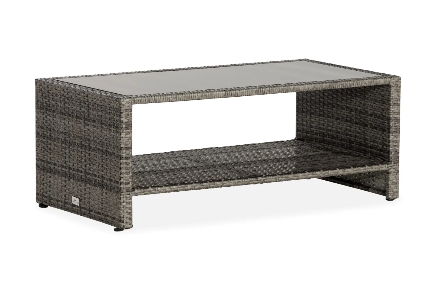 Bahamas Loungbord och Soffbord med hylla Utomhus 113 cm Konstrotting Glas - Grå