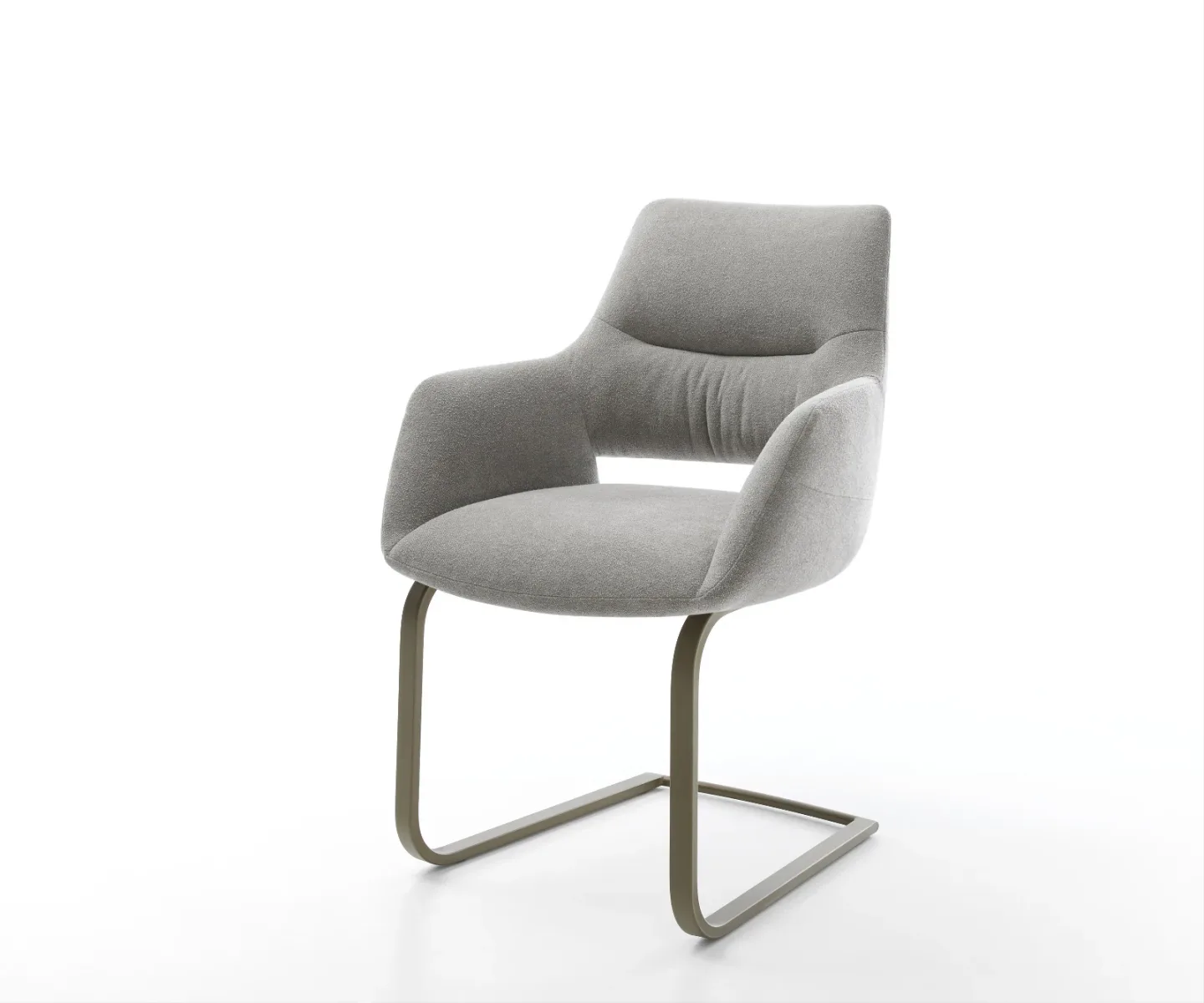 Freischwinger Yago-Flex mit Armlehnen Strukturstoff Soft Grau Freischwinger flach Effektfinish Titan Taschenfederkern