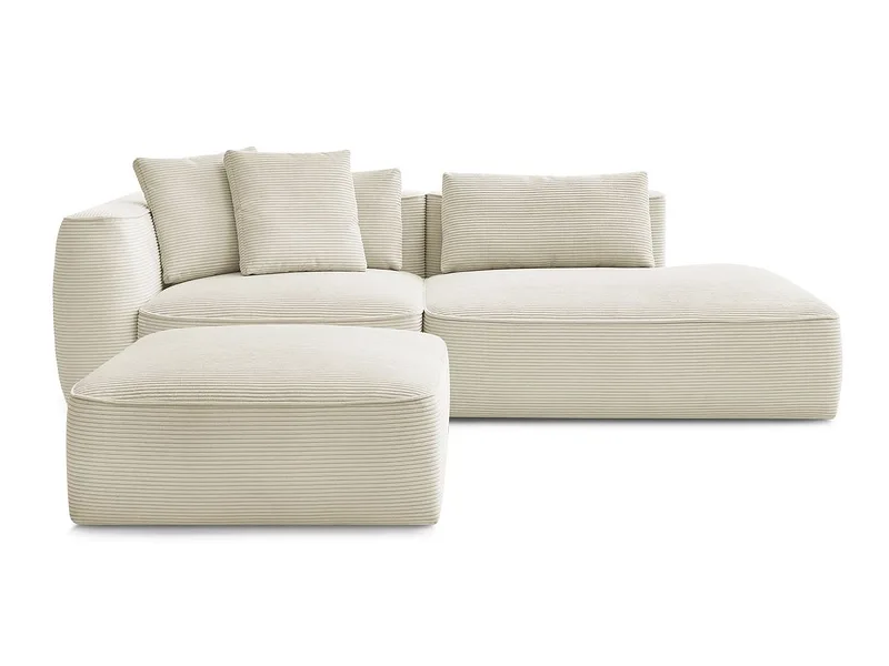 3er Sofa mit Hocker BOBOCHIC LEOPOLD Cord-Stoff beige