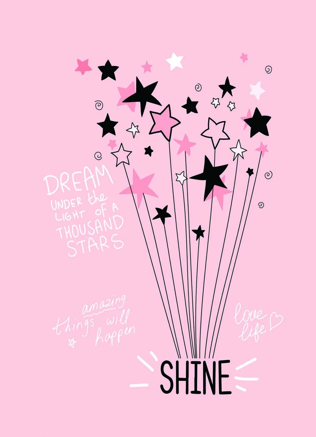 Barneteppe - Starshine (rosa) (Størrelse: 120 x 170 cm)