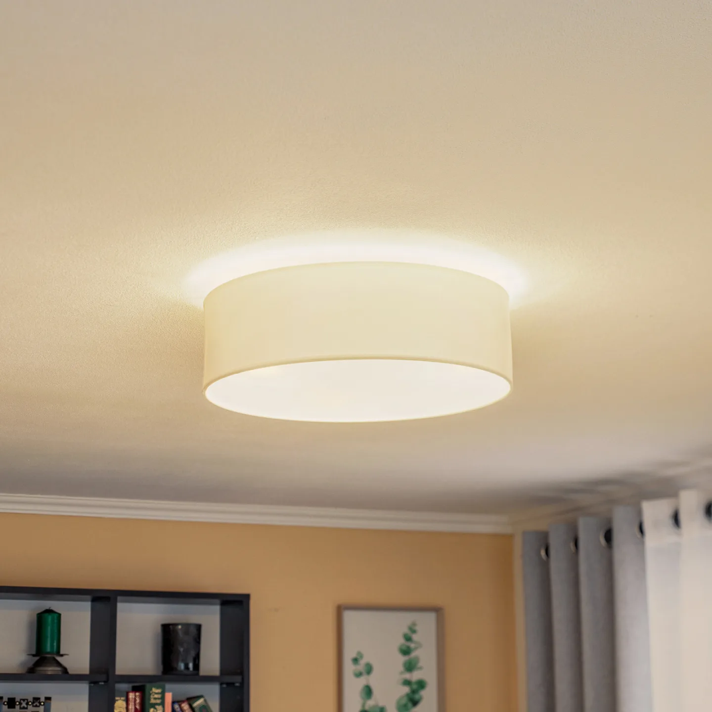 Roller Taklampe Ø40 Ecru - Euluna - Stue - Moderne - Stoff / Tekstil - Rund