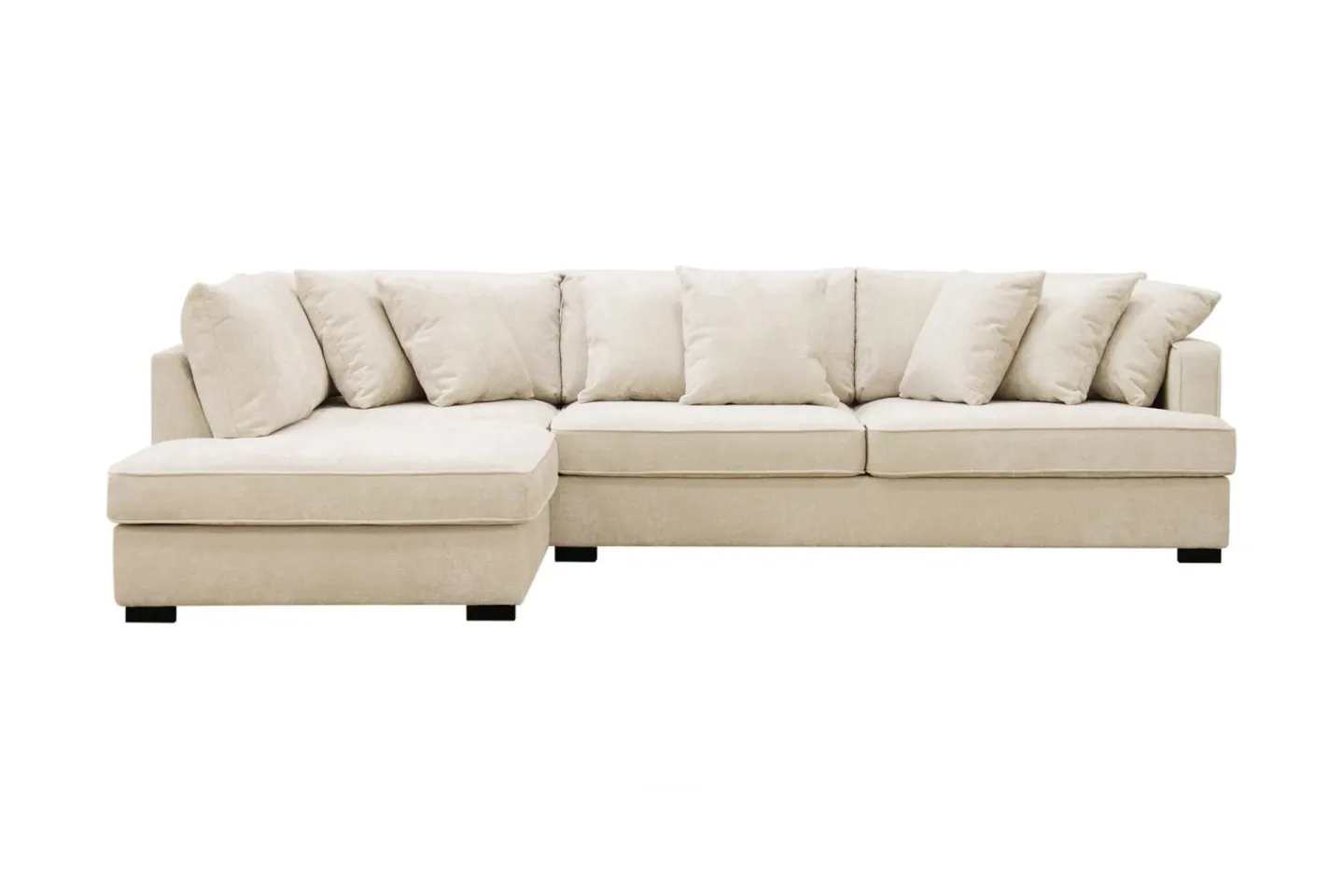 Rossita 4-sits Vänstervänd L-formad Djup Schäslongsoffa i Chenille - Beige