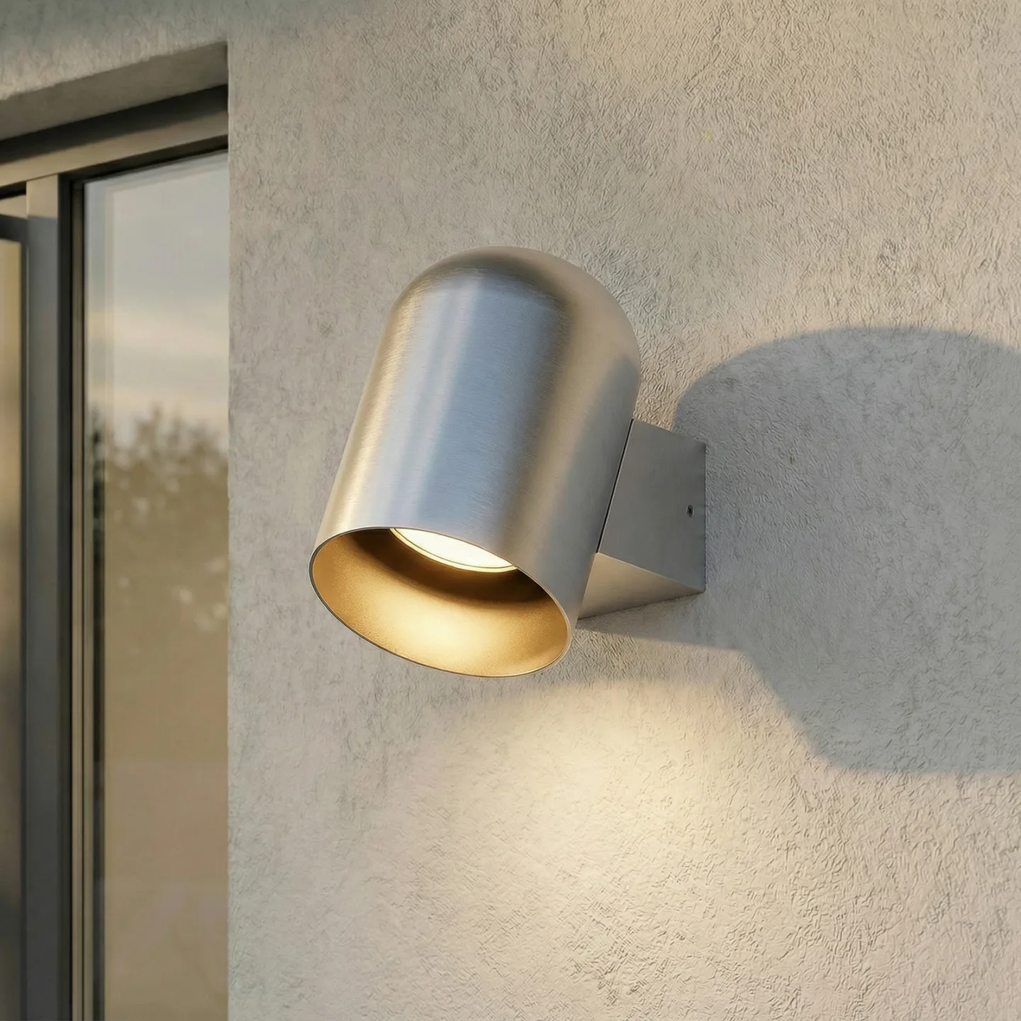 Lupil utendørs vegglampe, GU10, aluminium, IP44, metall - Lindby - Balkong - Moderne - Med en lyskilde