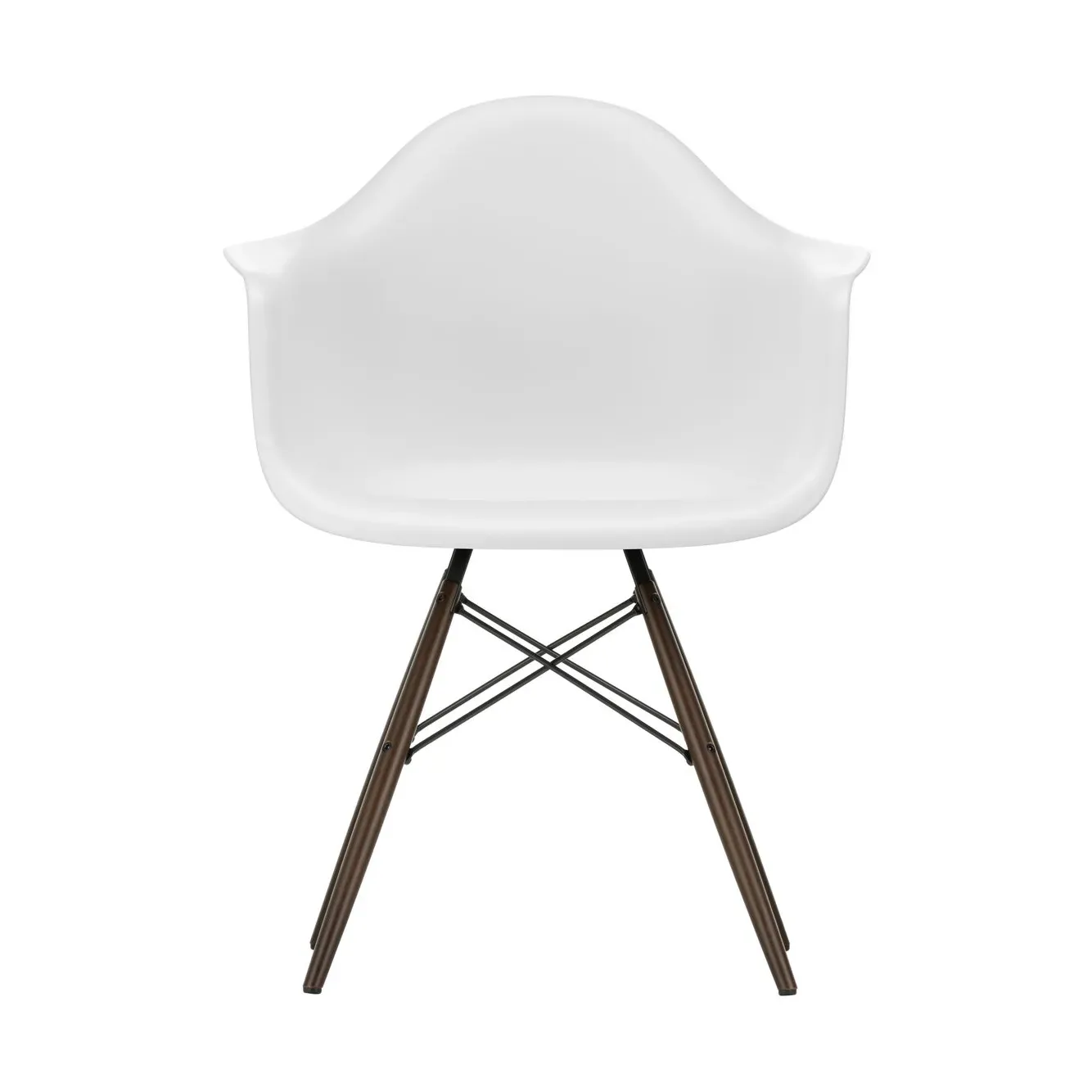 Vitra Eames Plastic Armchair RE DAW stol 85 cotton white-dark maple