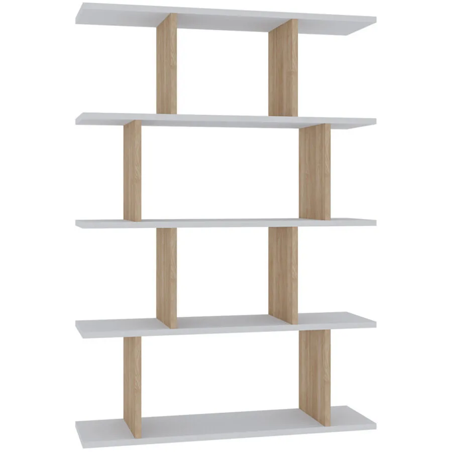 Bücherregal Yemek weiss Melaninbeschichtete Mischholz (Spanplatte) B 90 cm H 127.4 cm