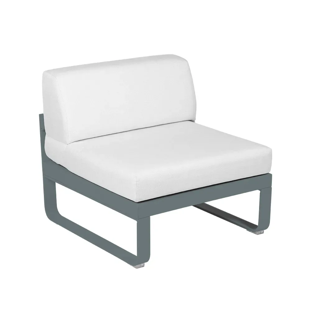 Fermob Bellevie Central modulsoffa Storm grey (grå), off-white dyna, 1-sits