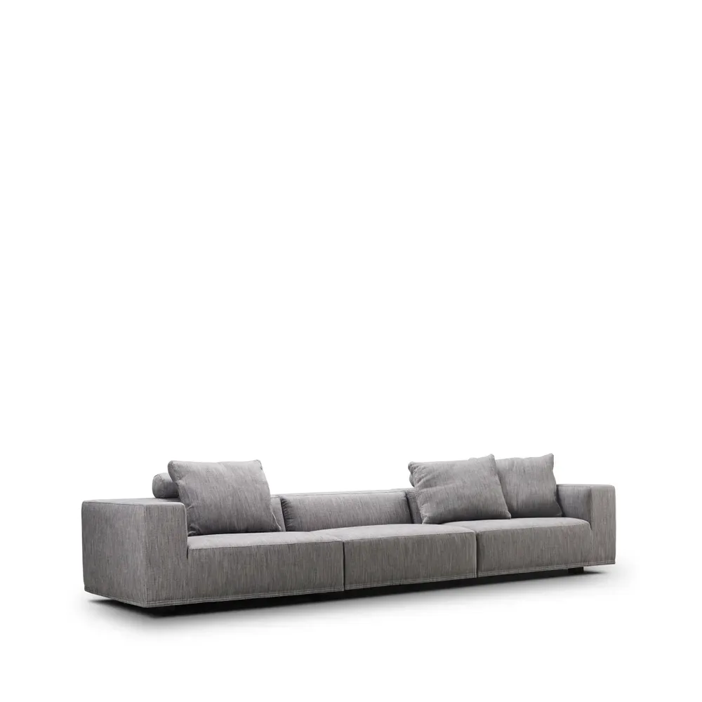 Eilersen Baseline Modulsofa Stoff Mumbai 06 grau-schwarze Beine – Kissen nicht inbegriffen