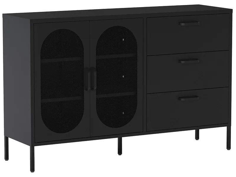 Sideboard MARCKERIC DIORA 2 Türen 3 Schubladen 40x140x90cm schwarz lackiert