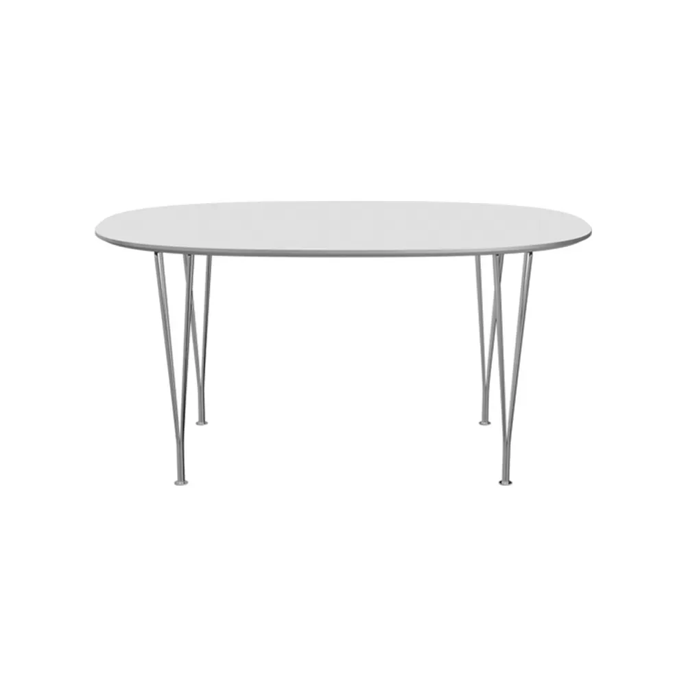 Fritz Hansen Superellips B612 matbord aluminiumkant White laminate-chrome
