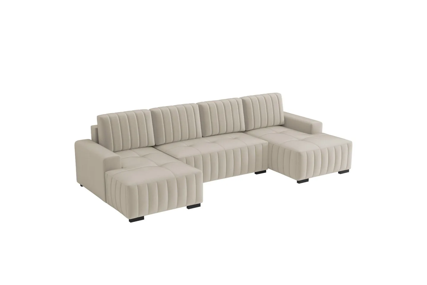 Esher Bäddsoffa Dubbeldivan 4-sits i Plysch - Beige