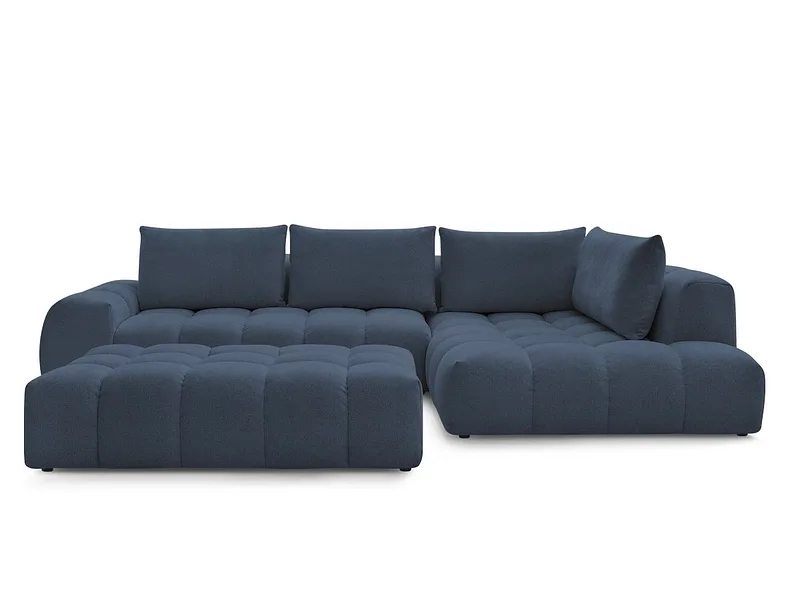 Ecksofa mit Hocker BOBOCHIC EVEREST Stoff chiniert dunkelblau