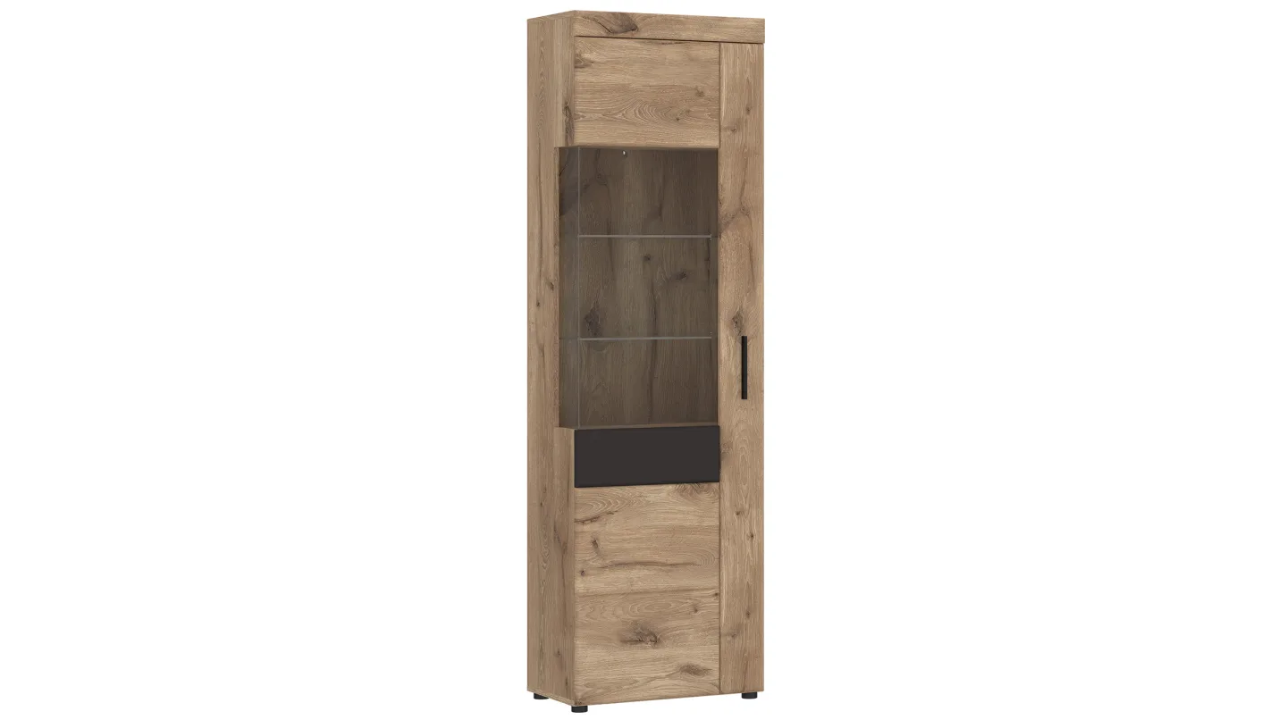 Vitrine mit Glastür Viking Eiche - grau - Breite 58 cm - GRANO