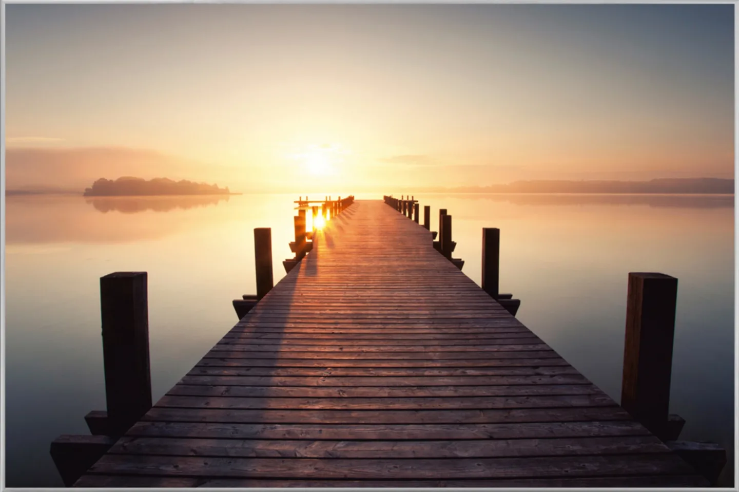 image LAND Bild mit Rahmen Steg Bei Sonnenaufgang | Schubiger Möbel