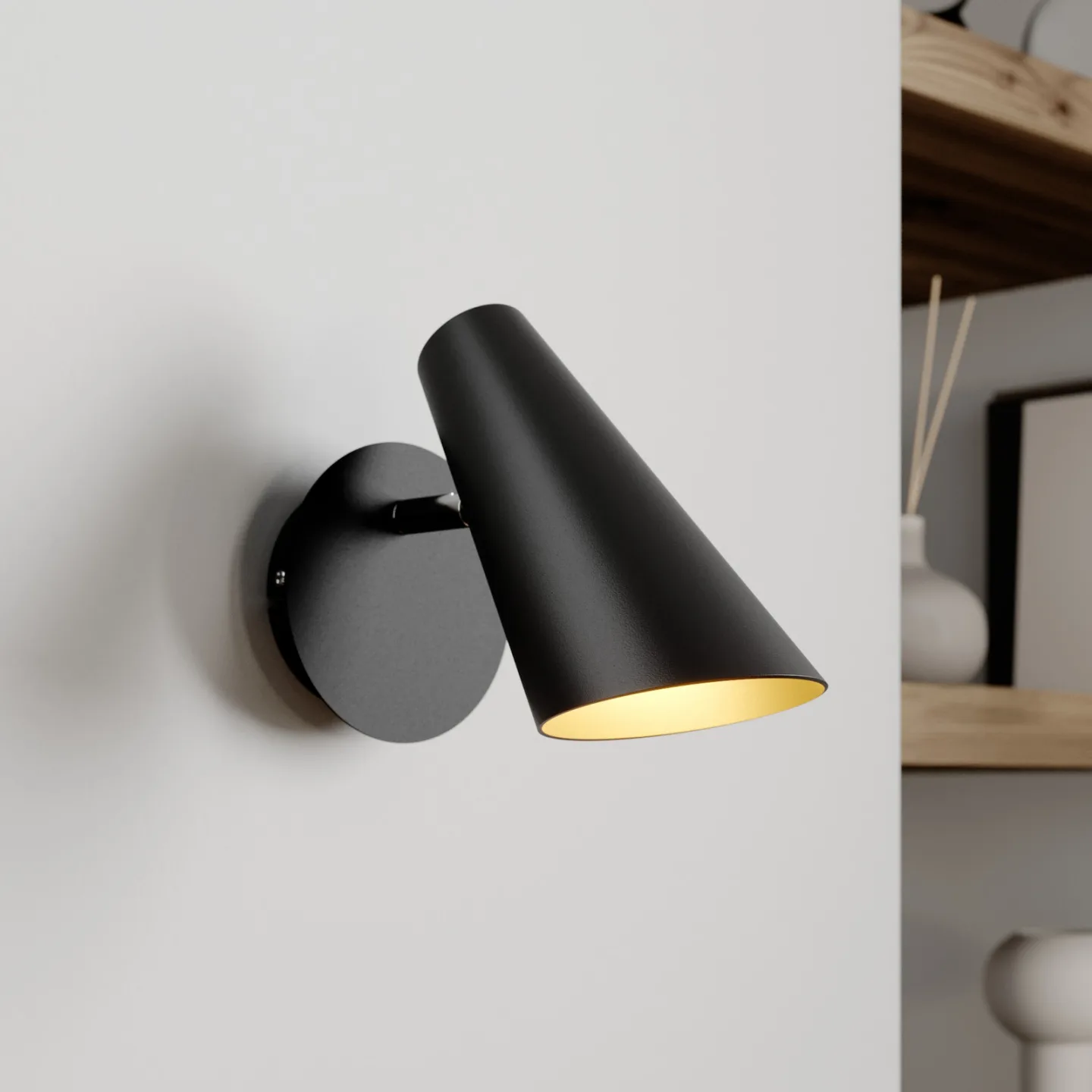 Wibke Wandleuchte Black - Lucande - Wohnzimmer - Skandinavisch - Metall - Einflammig