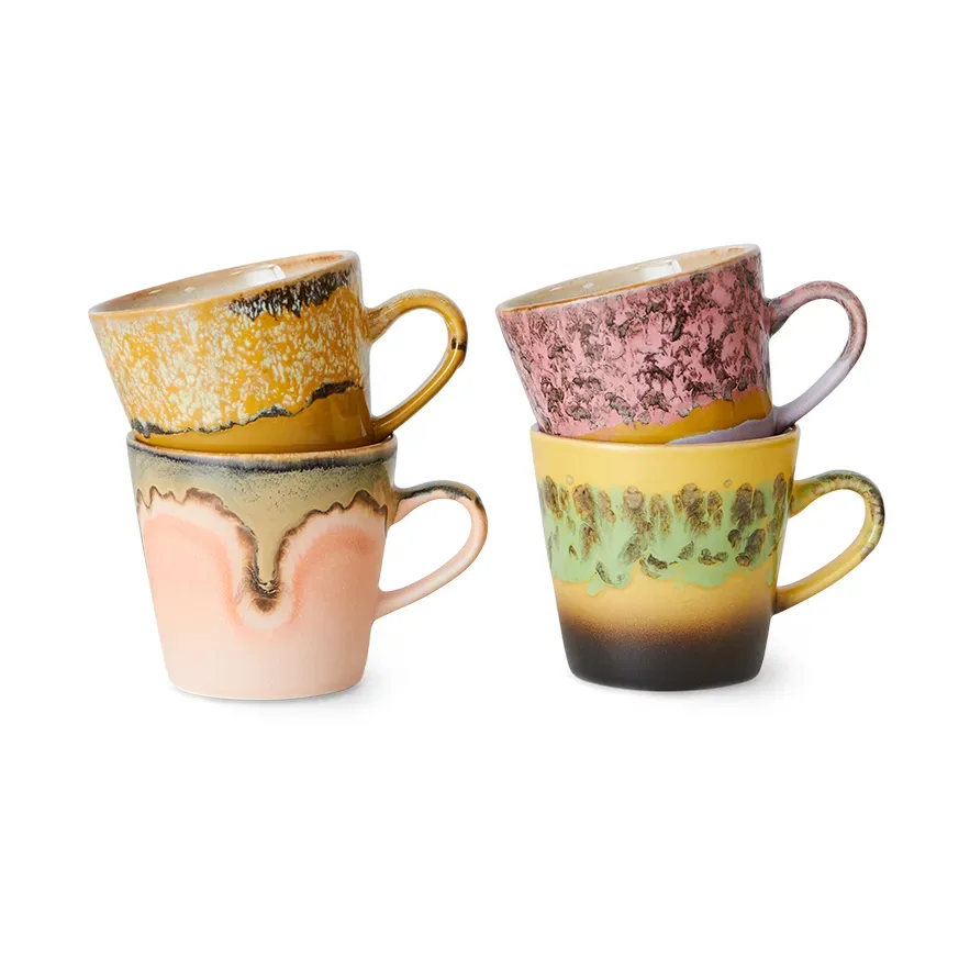 HKliving 70's ceramics Americano Tasse 4er-Pack 26 cl Radiant