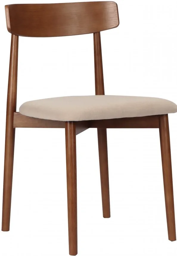 Stol - Ystad (valnøtt/beige) - 2 stk (Størrelse: Standard)