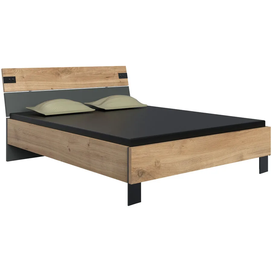 Bett Malma Eiche Holzwerkstoff 160 x 200 cm