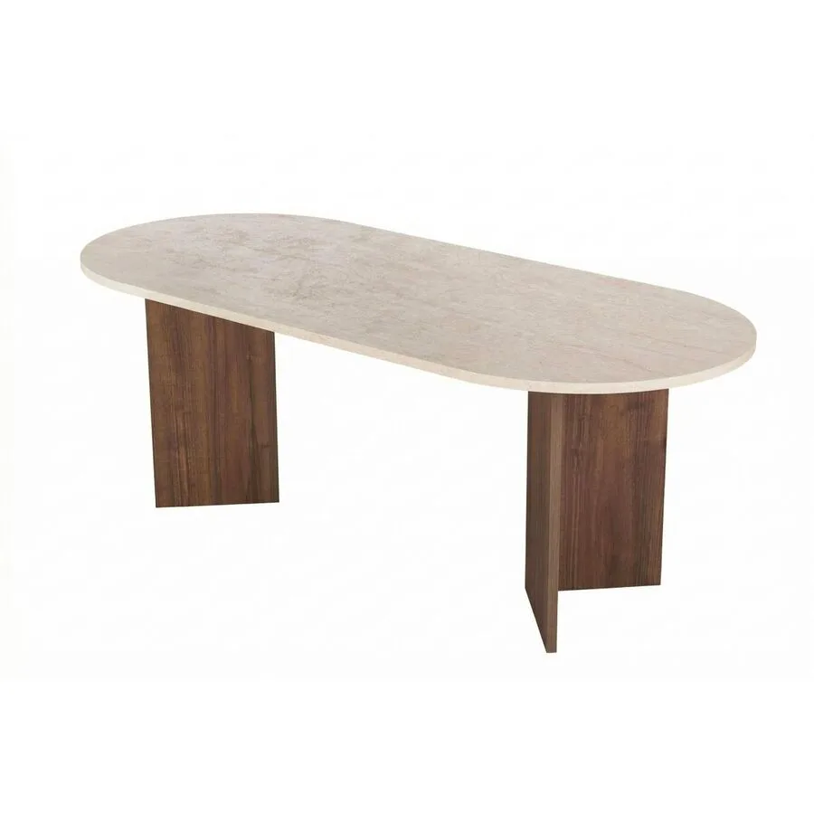 Esstisch Georis Travertin, Venezia Nussbaum 100% Melaminbeschichtete Spanplatte B 200 T 90 cm