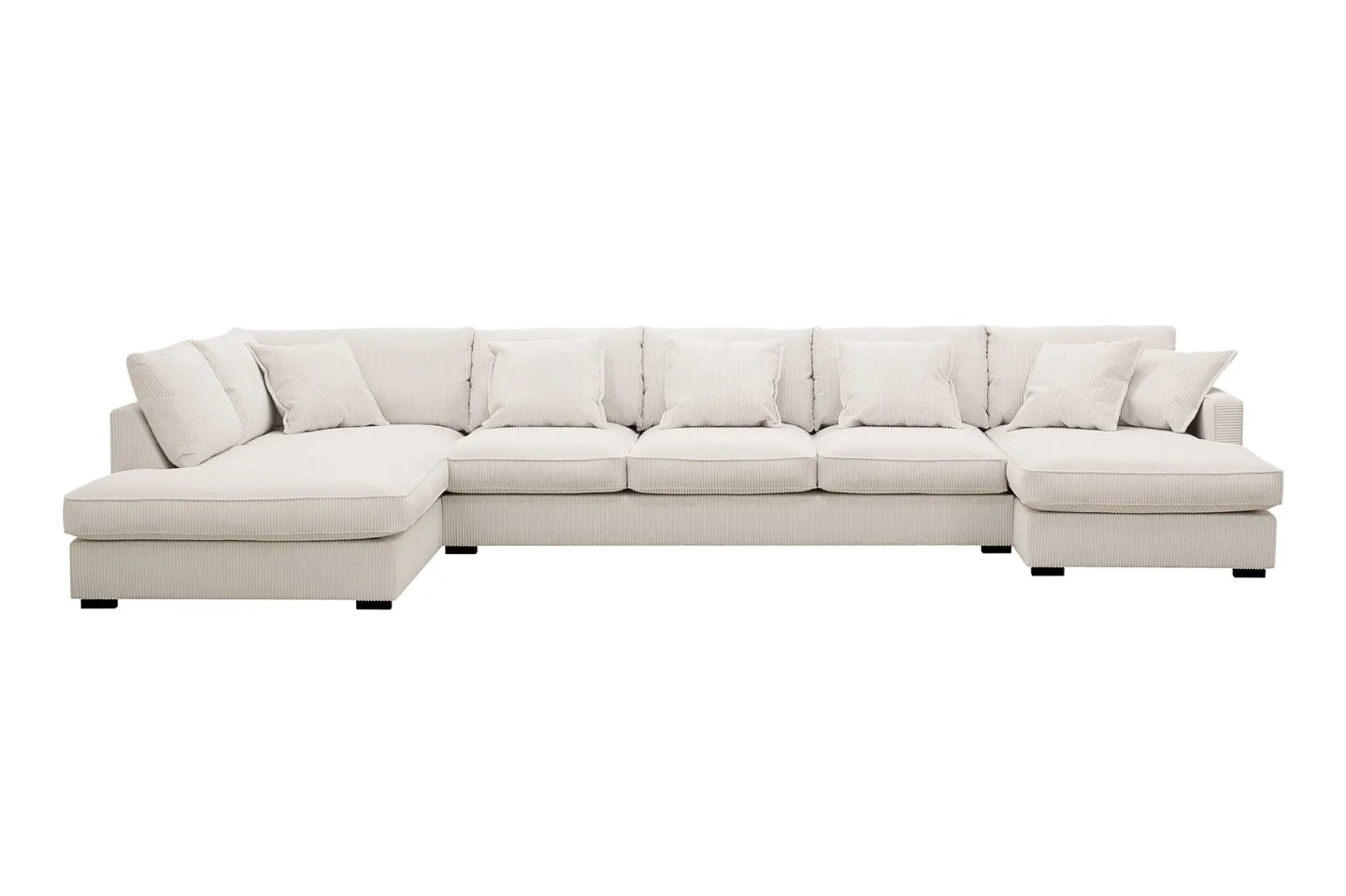 Rossita Lyx 6-sits Högervänd U-formad Extra djup Soffa med Divan och Schäslong i Manchester - Naturvit
