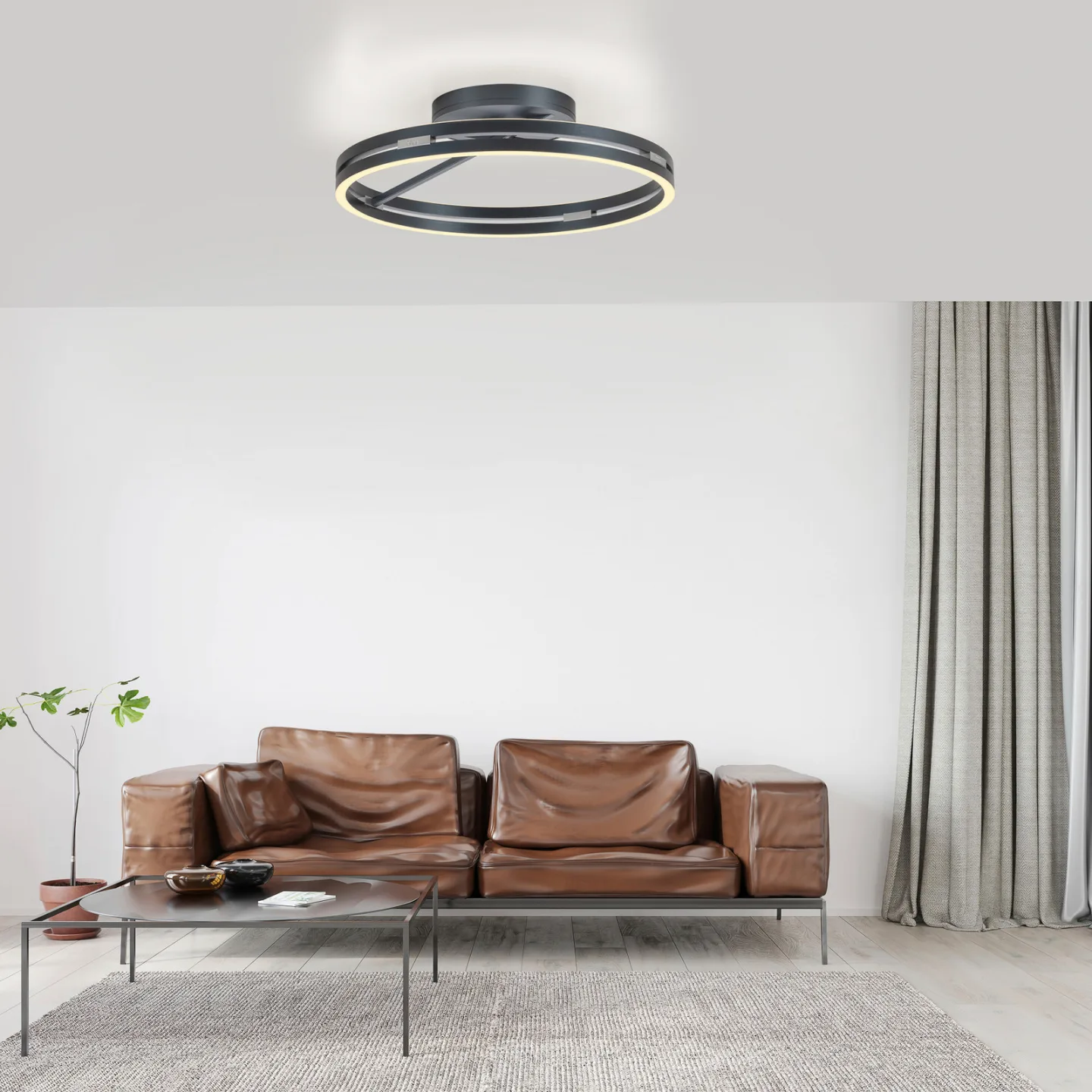 Loop LED-Deckenleuchte, mystic grey, Ø 60 cm, CCT - PURE PURE Loop - Wohnzimmer - Modern - Aluminium - Einflammig