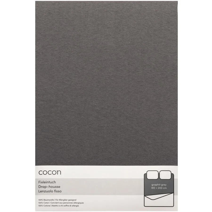 Fixleintuch COCON Graphit Baumwolle 180 x 200 cm - Material: Jersey