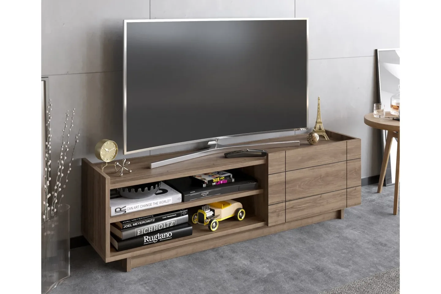 Ulica Tv-bänk 140 cm Dörr + 3 Hyllor - Mörkbrun